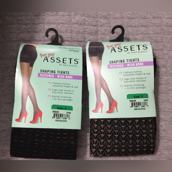 Assets By Spanx Accessories - Lot of 2 Assets by Sara Blakely Black Wishbone Textured Shaping Tights